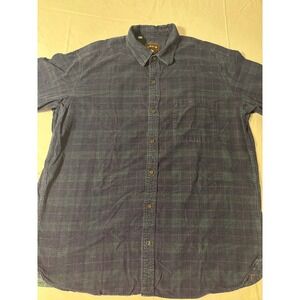Orvis Plaid Button Down Mens XL Navy Blue Green Excellent Corduroy Texture Shirt